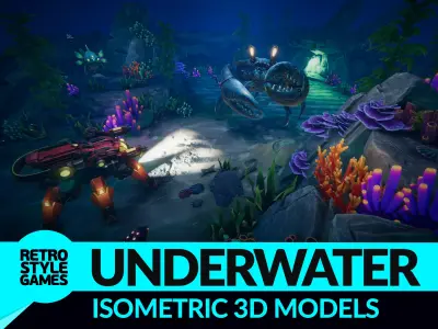 Isometric Underwater Environment Asset Pack Low-poly 3D model