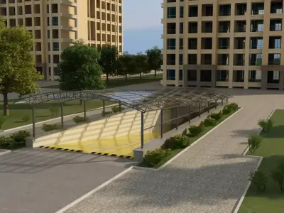 Underground Parking Entrance and Apartment Building 3D model