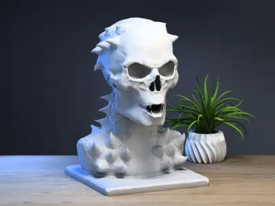 Robot dragon Skull Headphone Stand Cyborg Headset Stand 3D print model