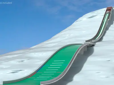  Synthetic Ski Jump Track with Athlete 