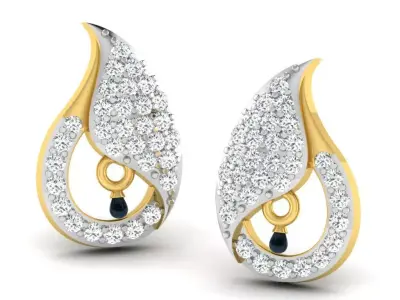 Gold Diamond Women Earring 3D print Model 3D print model 24