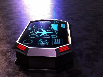 Scifi Console Desk Holographic  Low-poly 3D model