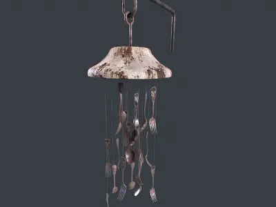 WindChime  Spoon And Fork static Low-poly 3D model