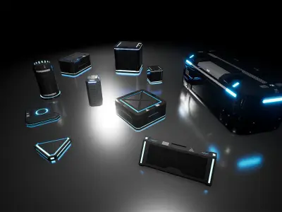 Sci-Fi Crates - Boxes Low-poly 3D model