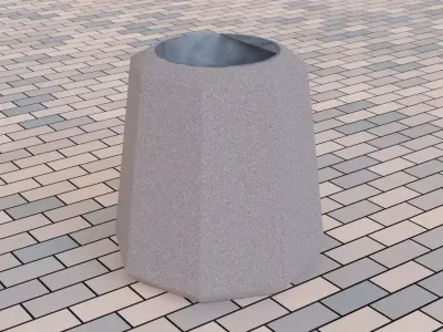Concrete octagonal trash can  Low-poly 3D model