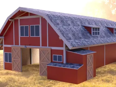 Barn house Low-poly 3D model