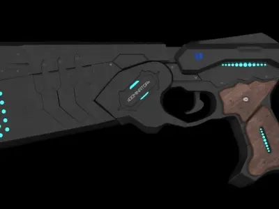 Dominator gun with lights Low-poly 3D model