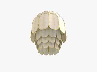 Tier Capiz and Metal Chandelier 3D model