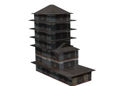 Edo Japanease Building - Super Lowpoly Low-poly 3D model