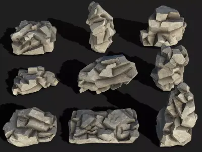 Mountain cliff Rocks - PBR Pack 02 Low-poly 3D model