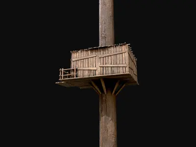 Wooden Tree House Shelters and Platforms 1 Low-poly 3D model