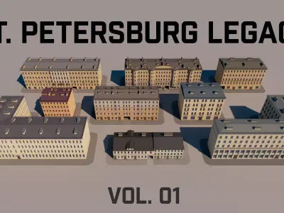 St-Petersburg Legacy vol 01 - Mid-Poly Classic Architecture Pack Low-poly 3D model