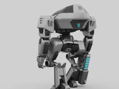 Cap robot rigged - animated character 3D model