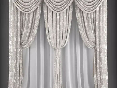 Curtains curtain Low-poly 3D model 5
