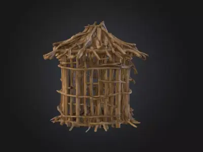 Twig Cabin Structure Low-poly 3D model