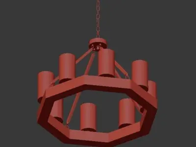 JASPER wooden chandelier with glass candle holders 3D model