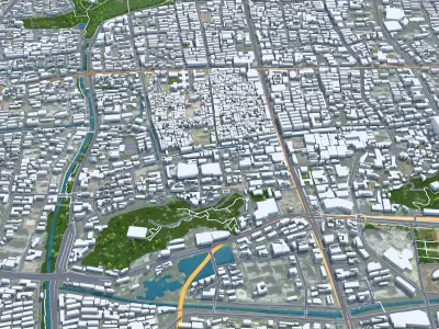 Fuzhou Fujian China 80km AI Low-poly 3D model