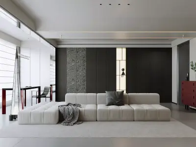 modern living room dining room interior scenes  3D model 37