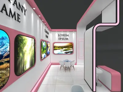 Booth Exhibition Stand Stall 8x4m Height 450 cm 1 Side Open 3D model