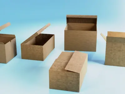 Cardboard group of boxes Low-poly 3D model