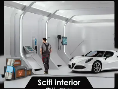 Low Poly Sci-Fi Garage Low-poly 3D model