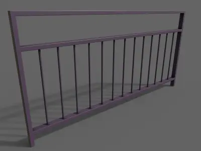 PBR Pedestrian Guard Rail Purple V3 Low-poly 3D model