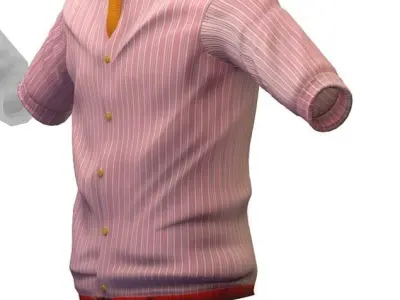 Cartoon High Poly Subdivision Striped Shirt Low-poly 3D model