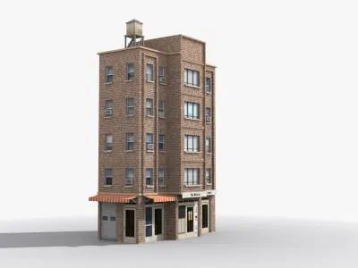Apartment Building x33 Low-poly 3D model