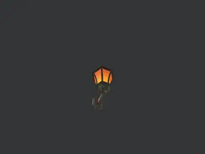 Lantern street lamp Low-poly 3D model