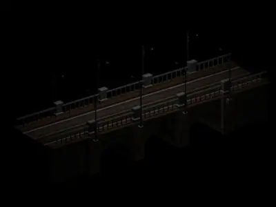 Arch bridge  Low-poly 3D model