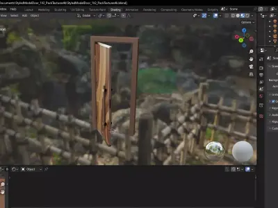 Modern Styled Wooden Door 4K PBR Low-poly 3D model