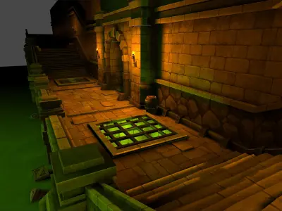 Fantasy Chess RPG Environment - City Alley Low-poly 3D model