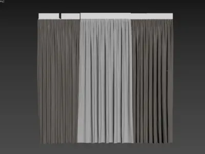 Animated curtain and tulle 1 3D model