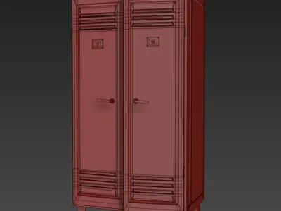 Metal locker grey 3D model