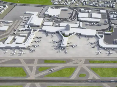 Honolulu - Airport - HNL Low-poly 3D model