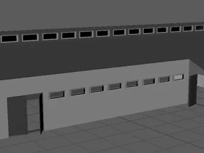 Stable barn with doors and windows 3D model