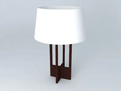 Lamp wooden table with shade Free 3D model