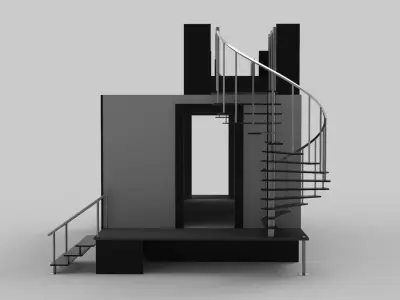 Two Level Stage with Coil Stairs 3D model