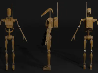 Clone wars style B1 Battle Droid Low-poly 3D model