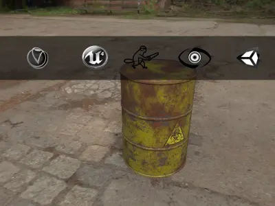 Rusty Barrel Biohazard Style Low-poly 3D model