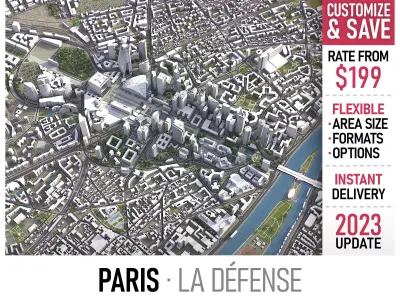 Paris - La Defense Low-poly 3D model