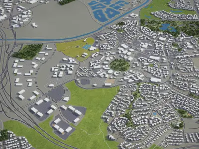 Newport Beach - 3D City Model Low-poly 3D model