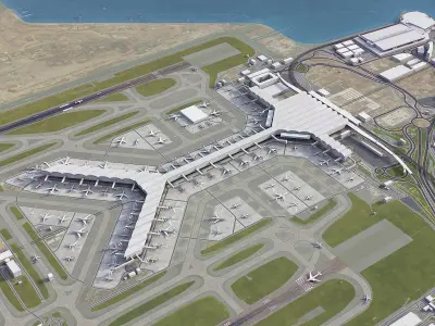 Hong Kong - International Airport - HKG Low-poly 3D model