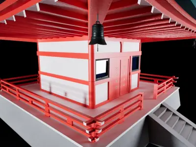 Japanese pagoda temple Low-poly 3D model