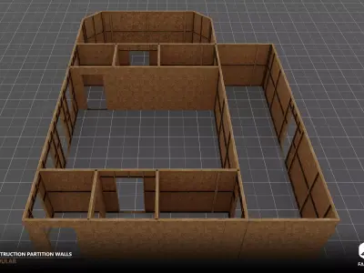Modular - Construction Partition Walls - Unity Low-poly 3D model