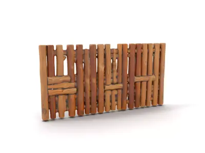 Rustic Wooden Fence model pack Low-poly 3D model