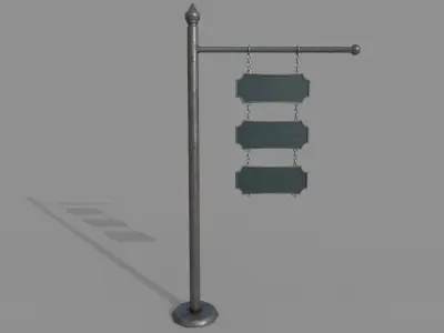 Metal Chain PBR Signboard Low-poly 3D model