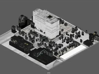 Sci-fi City Cityscape Urban Block Street Architectural  02 Low-poly 3D model