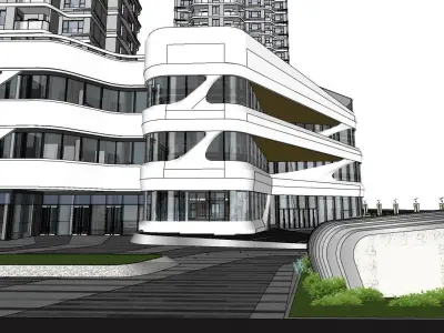 SHOPPING MALL ALONG WITH HOTEL BUILDING 3D model