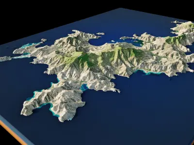 Komodo Island full 3d Terrain 3D model